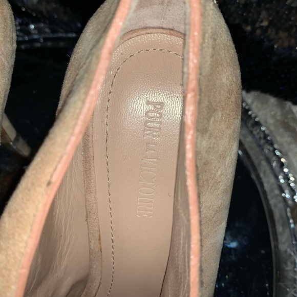 Pour La Victoire Pink suede heels with buckle - Picture 5 of 8